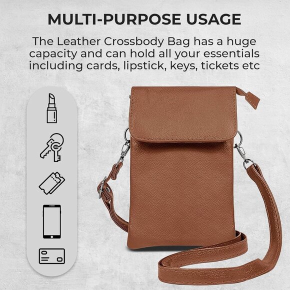 Leather Small Crossbody Phone Purse for Women Lightweight Stylish Durable - Picture 3 of 8